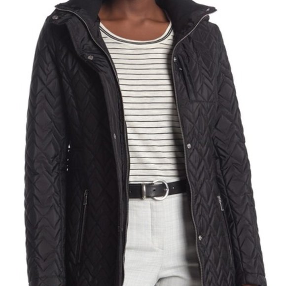 Calvin Klein Women's Quilted Chevron Jacket Black - Picture 4 of 12